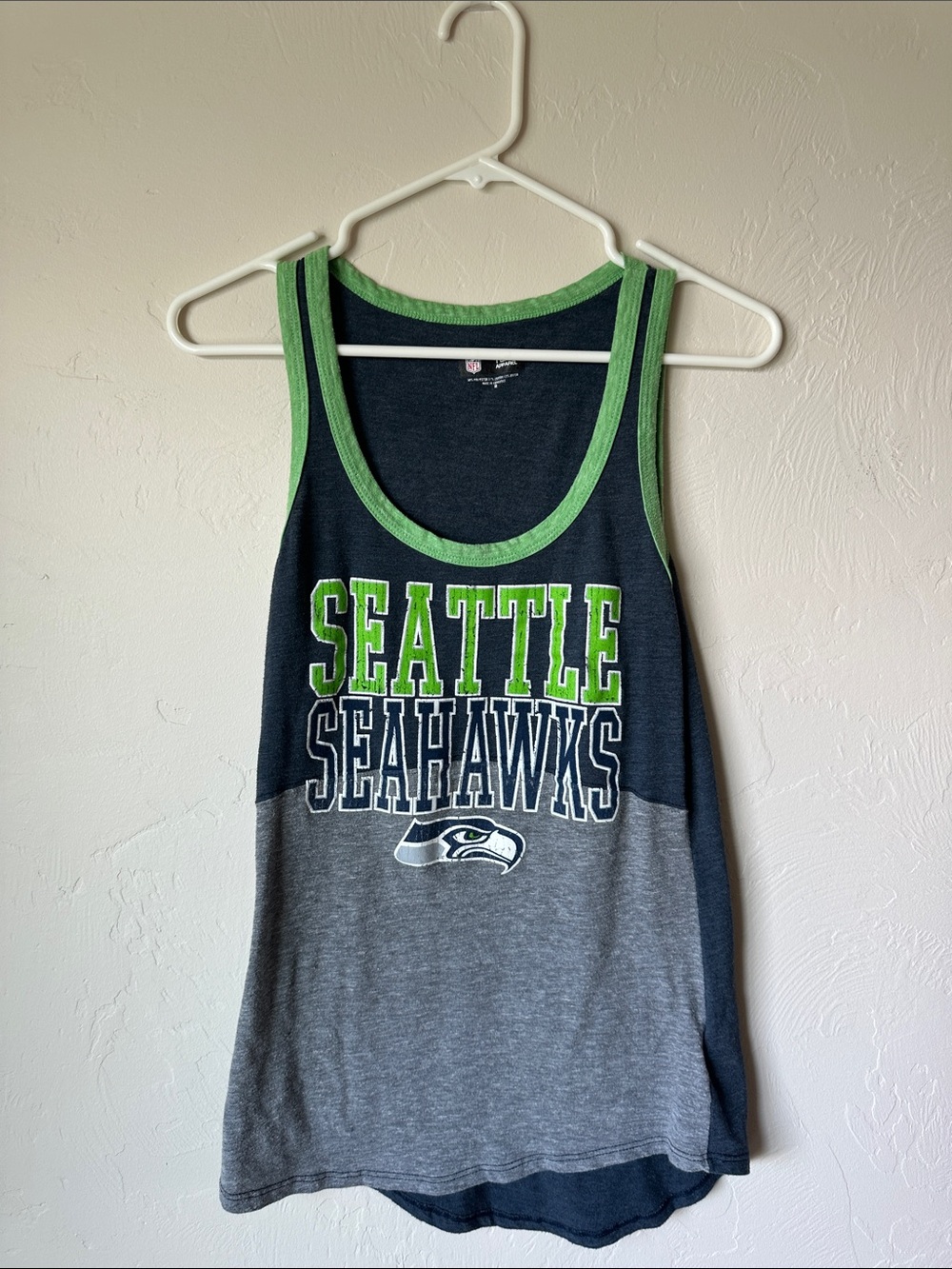 Seattle Seahawks Women's Navy & Gray Tank Top with Green Trim